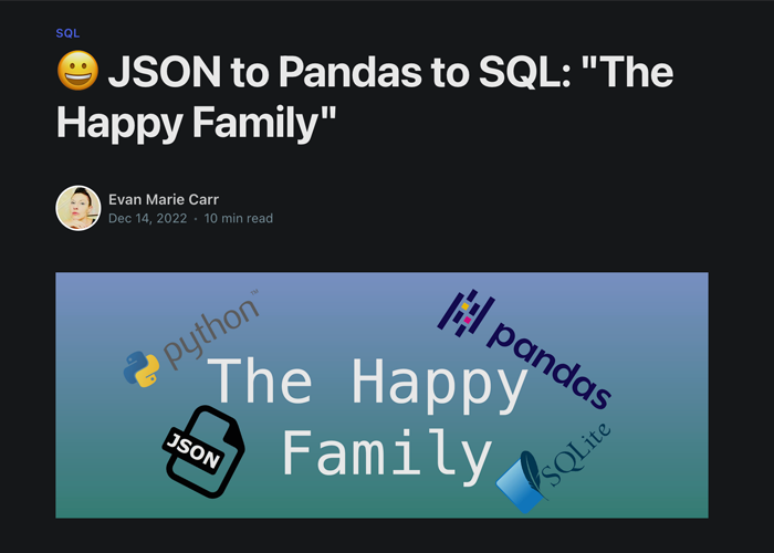 JSON, Pandas, SQL